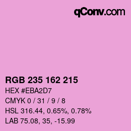 カラーコード: RGB 235 162 215 | qconv.com