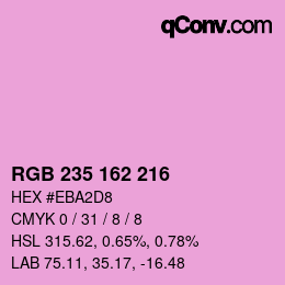 カラーコード: RGB 235 162 216 | qconv.com