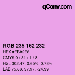 Color code: RGB 235 162 232 | qconv.com