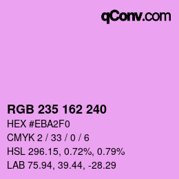 Color code: RGB 235 162 240 | qconv.com