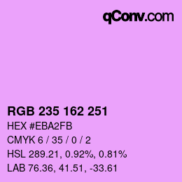颜色代码: RGB 235 162 251 | qconv.com