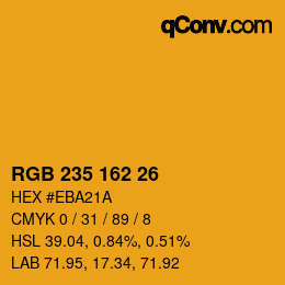 Color code: RGB 235 162 26 | qconv.com