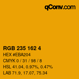 Color code: RGB 235 162 4 | qconv.com