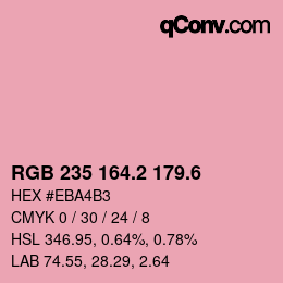カラーコード: RGB 235 164.2 179.6 | qconv.com