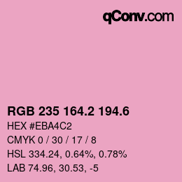 カラーコード: RGB 235 164.2 194.6 | qconv.com