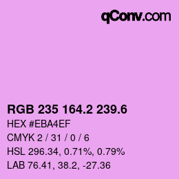 カラーコード: RGB 235 164.2 239.6 | qconv.com