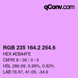 カラーコード: RGB 235 164.2 254.6 | qconv.com