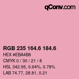 カラーコード: RGB 235 164.6 184.6 | qconv.com