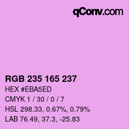 Color code: RGB 235 165 237 | qconv.com