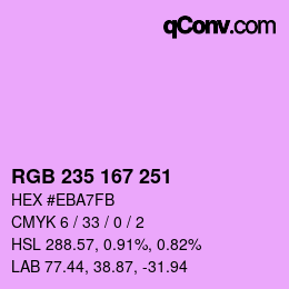 カラーコード: RGB 235 167 251 | qconv.com