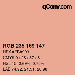カラーコード: RGB 235 169 147 | qconv.com