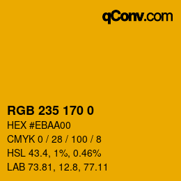 Color code: RGB 235 170 0 | qconv.com
