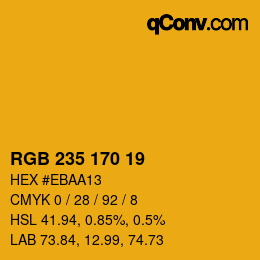 Color code: RGB 235 170 19 | qconv.com