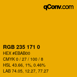 颜色代码: RGB 235 171 0 | qconv.com