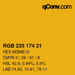カラーコード: RGB 235 174 21 | qconv.com