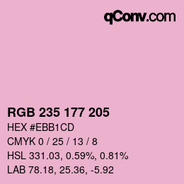 Color code: RGB 235 177 205 | qconv.com