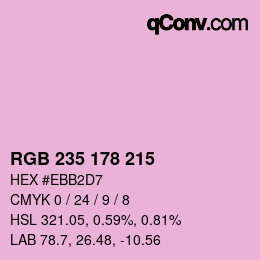 Color code: RGB 235 178 215 | qconv.com