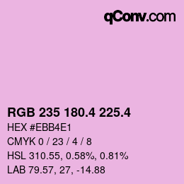 カラーコード: RGB 235 180.4 225.4 | qconv.com