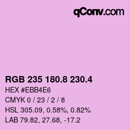 カラーコード: RGB 235 180.8 230.4 | qconv.com