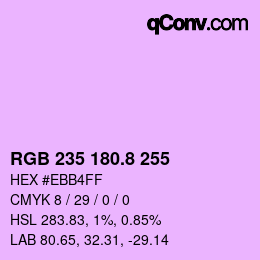 カラーコード: RGB 235 180.8 255 | qconv.com