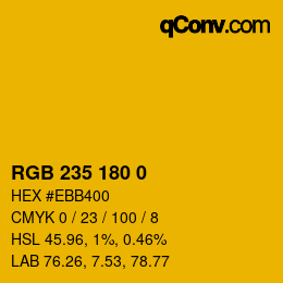 Color code: RGB 235 180 0 | qconv.com