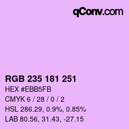 カラーコード: RGB 235 181 251 | qconv.com