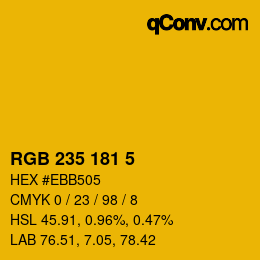 Color code: RGB 235 181 5 | qconv.com