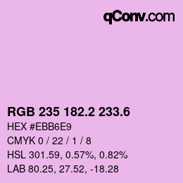 カラーコード: RGB 235 182.2 233.6 | qconv.com