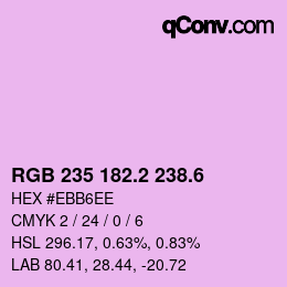 カラーコード: RGB 235 182.2 238.6 | qconv.com