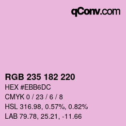 Color code: RGB 235 182 220 | qconv.com