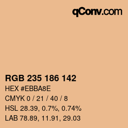 Color code: RGB 235 186 142 | qconv.com