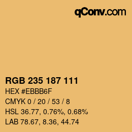 Color code: RGB 235 187 111 | qconv.com