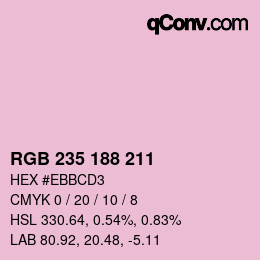 Color code: RGB 235 188 211 | qconv.com