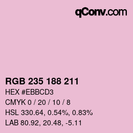 カラーコード: RGB 235 188 211 | qconv.com