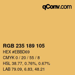Color code: RGB 235 189 105 | qconv.com