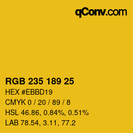 カラーコード: RGB 235 189 25 | qconv.com