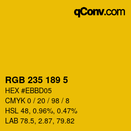 颜色代码: RGB 235 189 5 | qconv.com