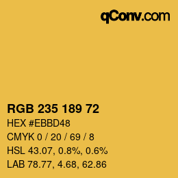Color code: RGB 235 189 72 | qconv.com