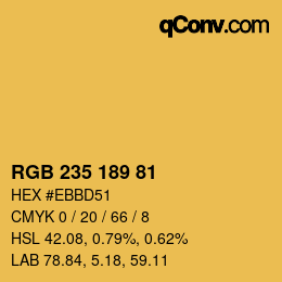 Color code: RGB 235 189 81 | qconv.com