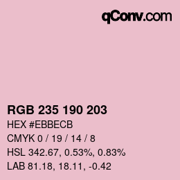 Color code: RGB 235 190 203 | qconv.com