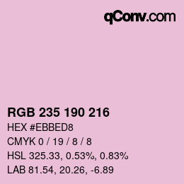 カラーコード: RGB 235 190 216 | qconv.com