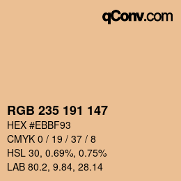 カラーコード: RGB 235 191 147 | qconv.com