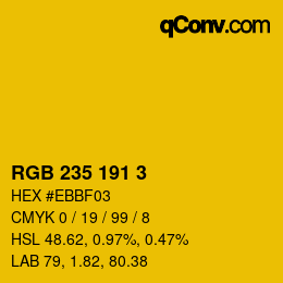 Color code: RGB 235 191 3 | qconv.com