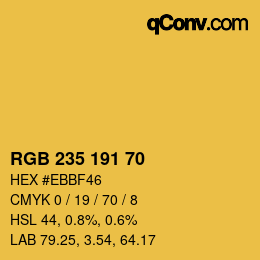 Color code: RGB 235 191 70 | qconv.com