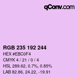 カラーコード: RGB 235 192 244 | qconv.com