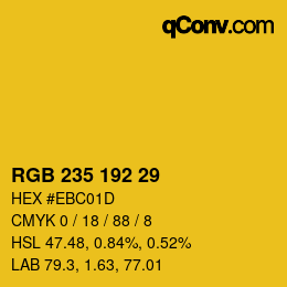カラーコード: RGB 235 192 29 | qconv.com