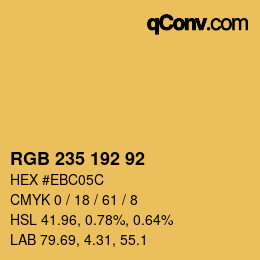 颜色代码: RGB 235 192 92 | qconv.com