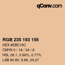 Color code: RGB 235 193 156 | qconv.com
