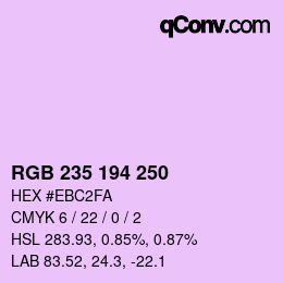 Código de color: RGB 235 194 250 | qconv.com