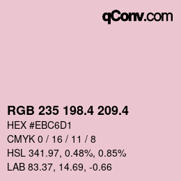 カラーコード: RGB 235 198.4 209.4 | qconv.com